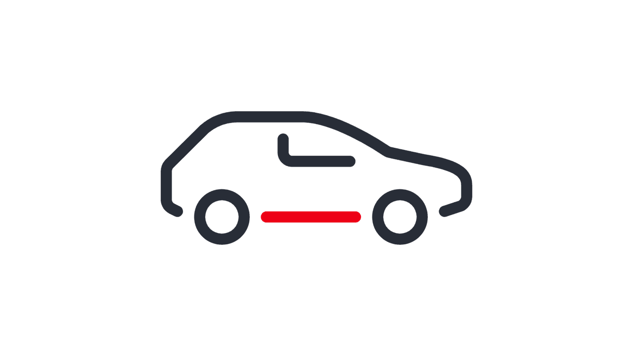 Icon eines Autos mit einem roten Streifen an der Seite, das ein Flinkster-Fahrzeug darstellt.