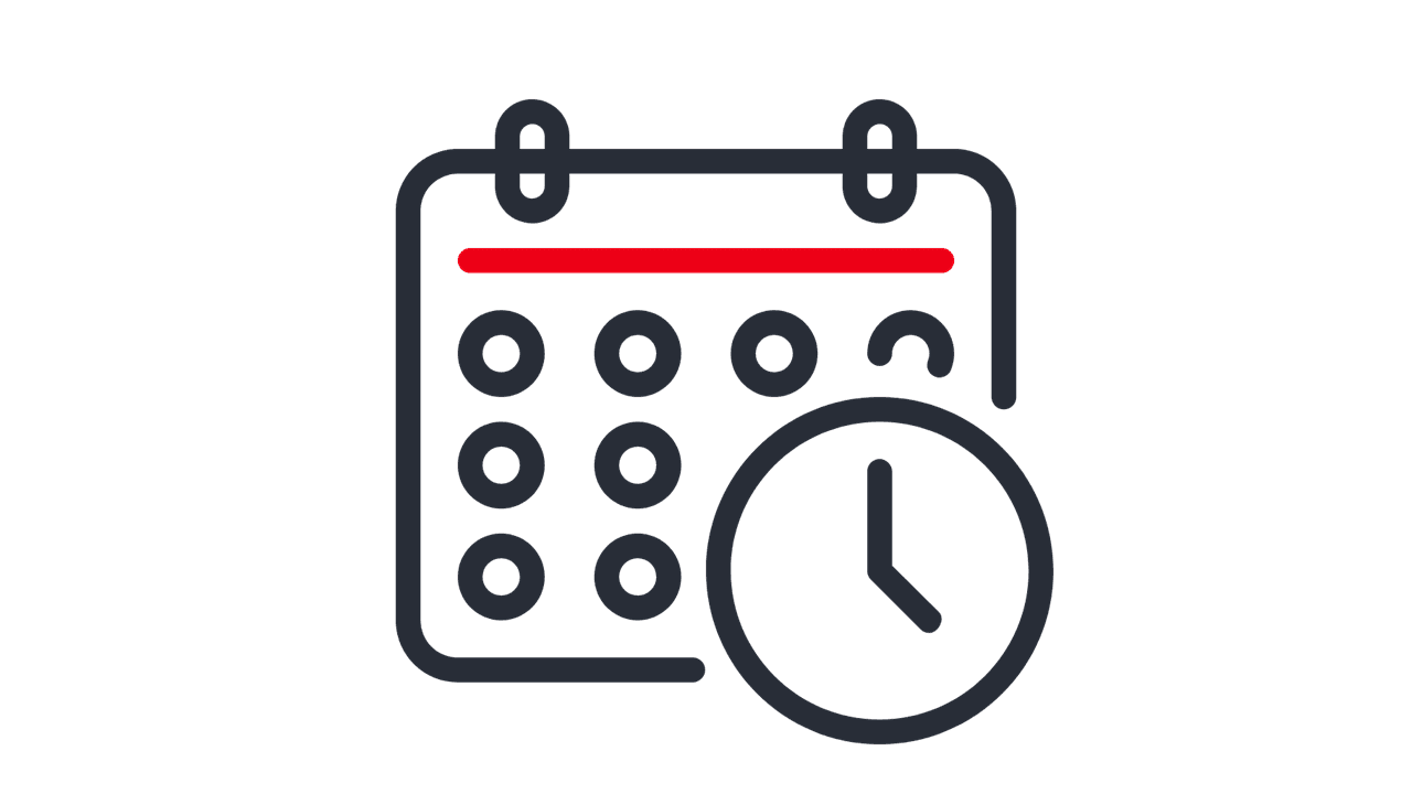 Icon mit Kalenderanzeige und Uhrzeit.